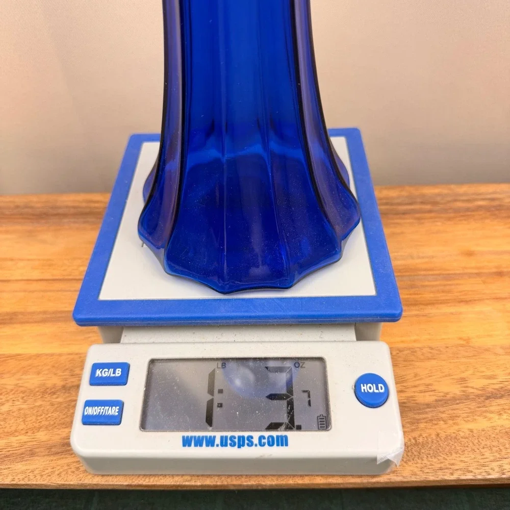 Vintage Cobalt Blue Glass Fluted Bud Vase Paneled Flared Rim Made in USA 9.25